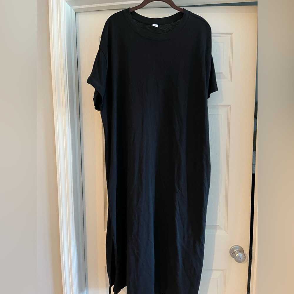 Old Navy Black Cotton Maxi Dress Short Sleeve